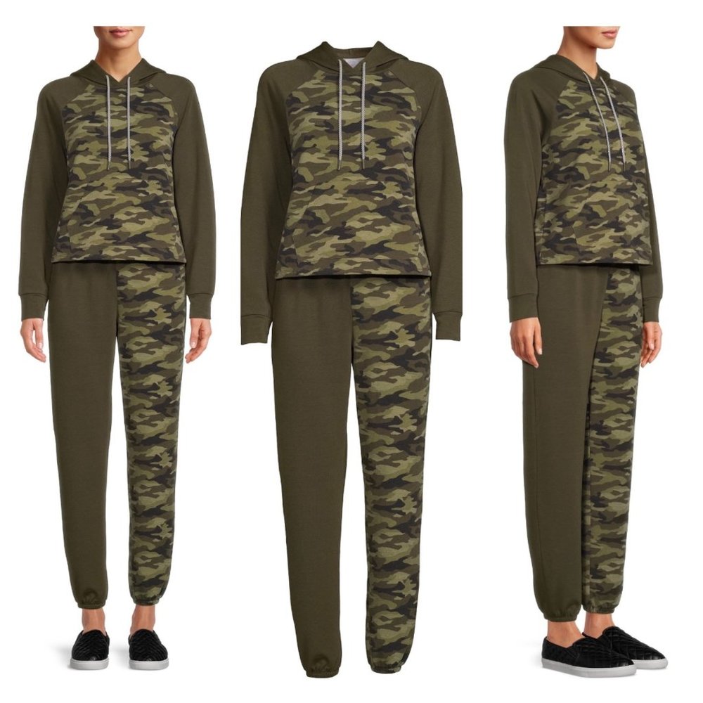 NWT‎ No Boundaries Camo Print Hoodie and Joggers, 2-Piece Active Set SZ Small